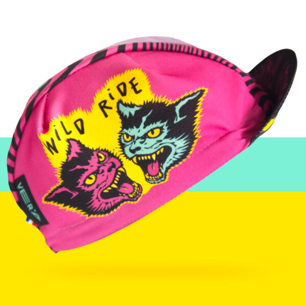 wild ride cycling cap pink crazy cat