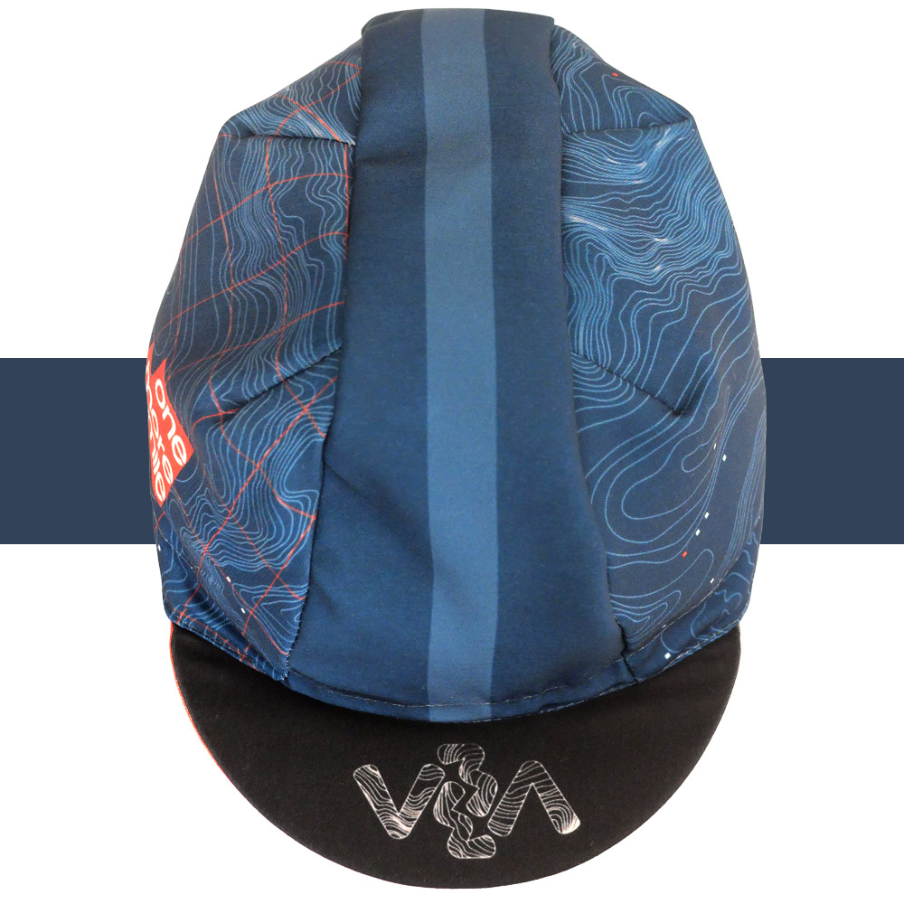 cycling-hat-one-more-mile-blue-top casquette velo bleu gravel sentier topographie