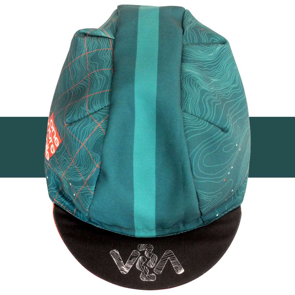 cycling-hat-one-more-mile-green-top casquette velo vert gravel sentier topographie