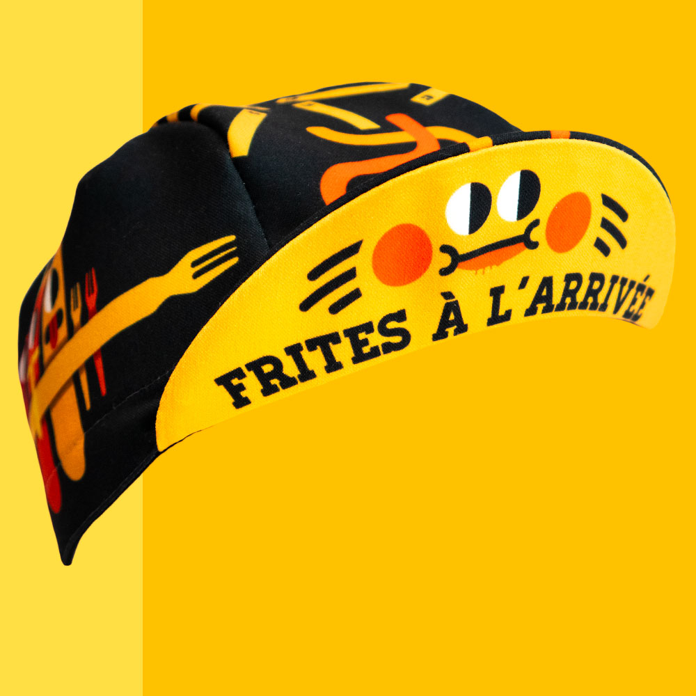 frites-casquette-velo-cycling frites à l'arrivée casquette velo made in france