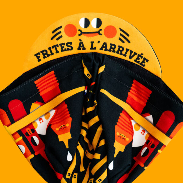 frites à l'arrivée casquette velo made in france