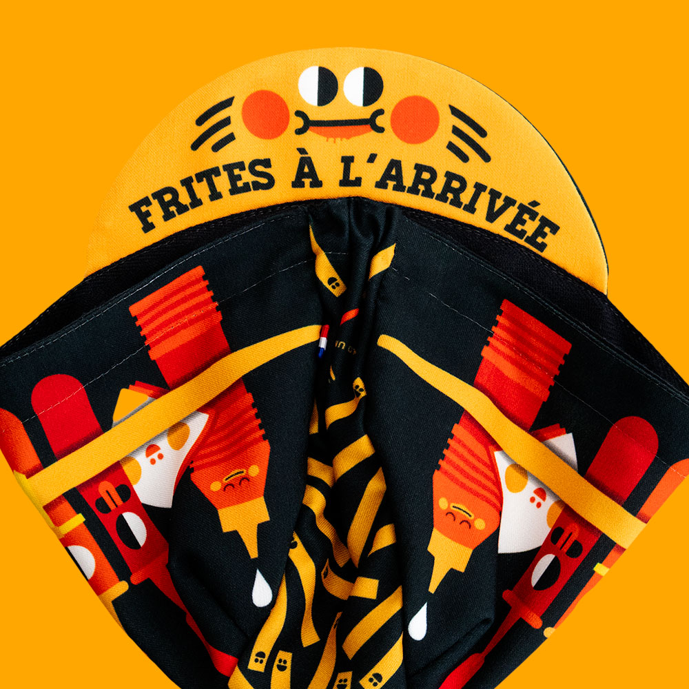 frites-casquette-velo-visiere frites à l'arrivée casquette velo made in france